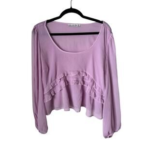 Abercrombie & Fitch Women's Ruffle Sheer Blouse Romantic Flowy Girly Size XL